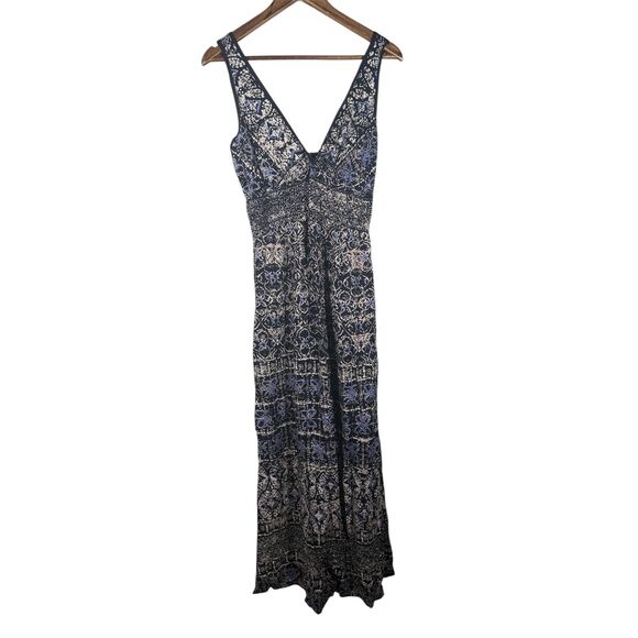 Angie Blue White Babydoll Maxi Dress Womens Sz S Boho Beachy Vacation Cruise - Picture 1 of 9